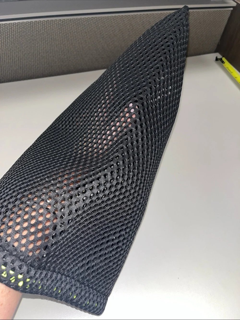 Vans Black Mesh Pouch with Neon Yellow Drawstring